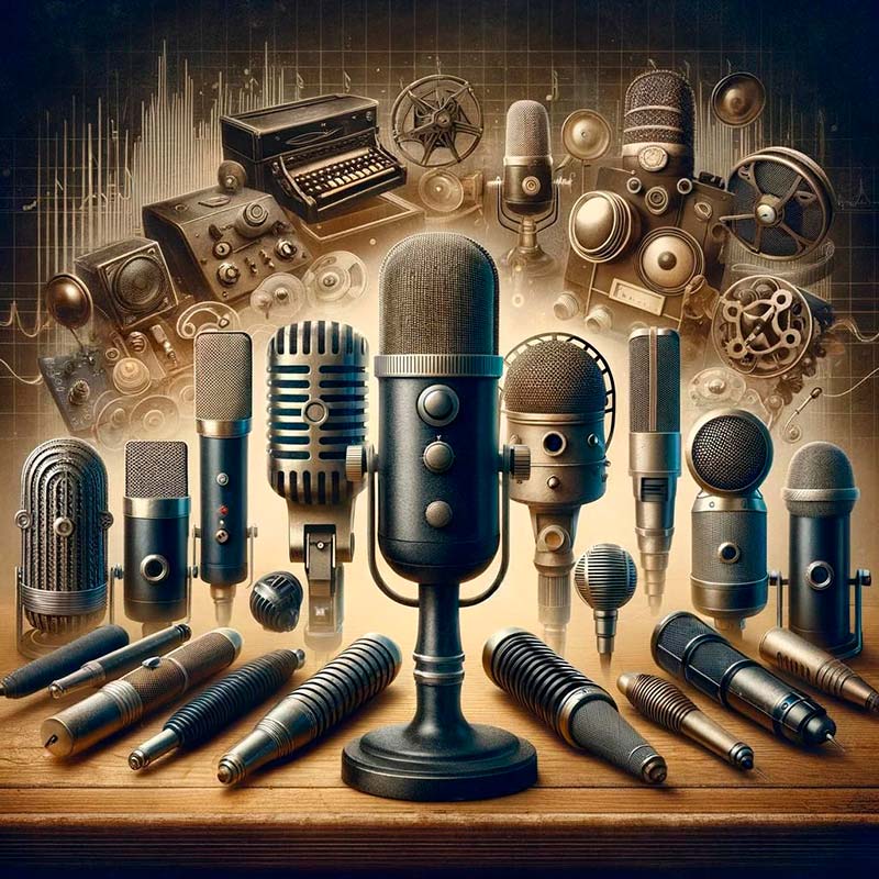 Colección de micrófonos desde los vintage hasta los modernos